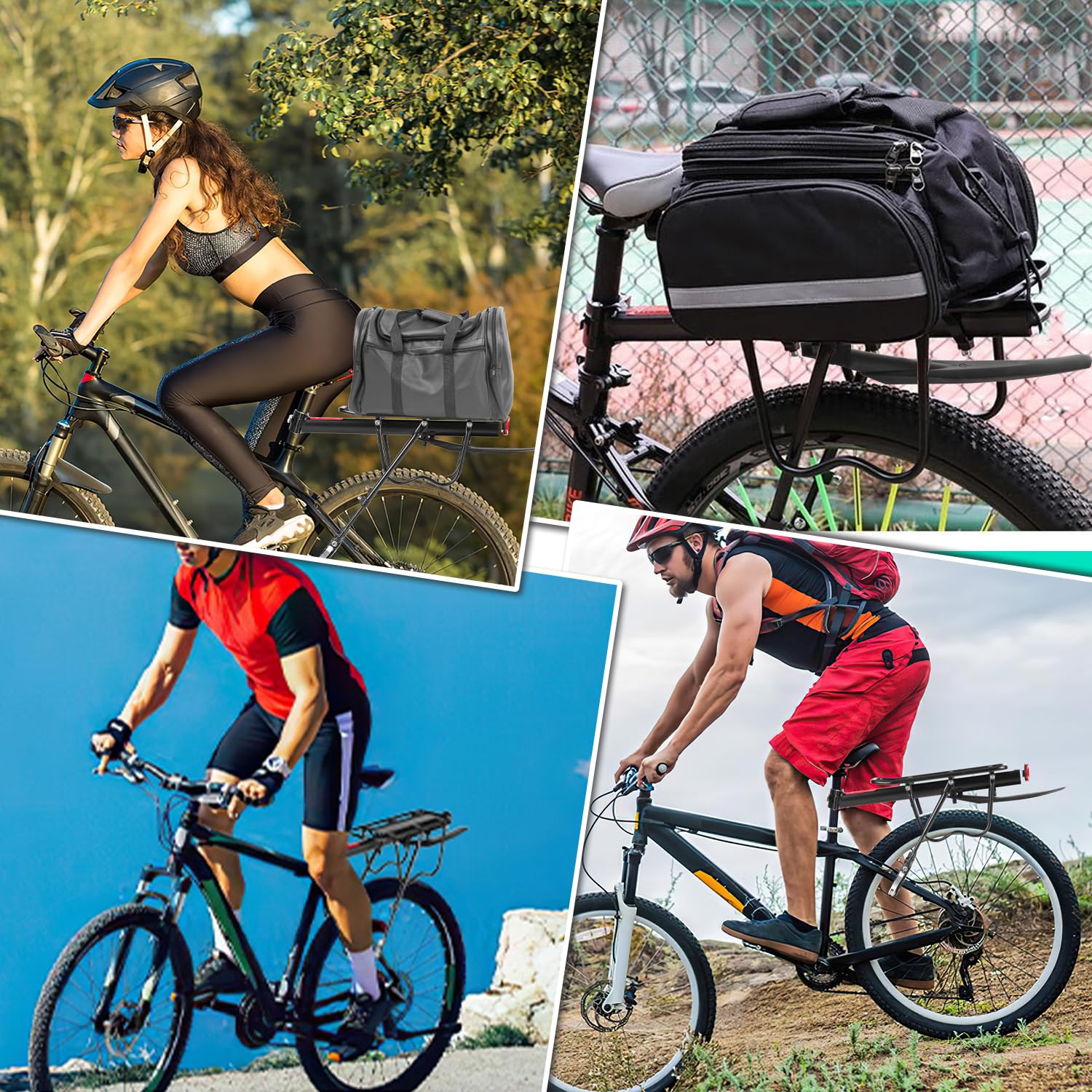 Herrselsam Fahrrad Gepäckträger Mountainbike Gepäckträger mit Reflektor und Schutzblech, Aluminiumlegierung Fahrradgepäckträger für 24-29 Zoll Rennrad, MTB, Mountainbike, Maximale 50 kg