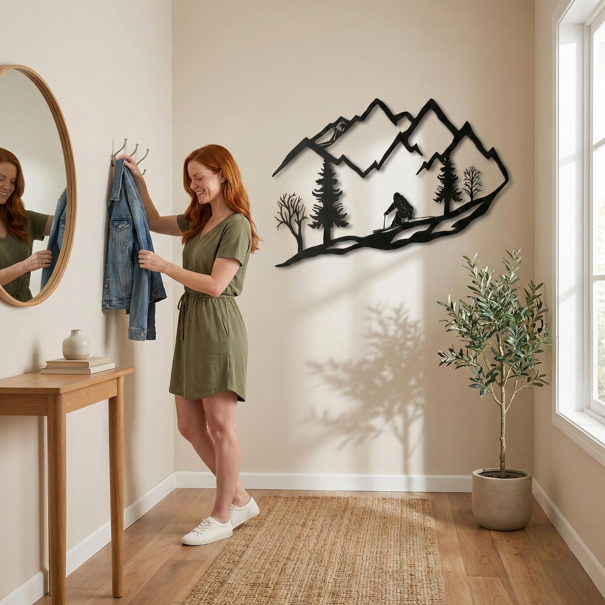 TOYANDONA Decorazione Mural In Metallo Montagna - Scultura Rustica In Ferro 45x13 Cm Per Soggiorno E Camera, Stabile E Facile Da Installare
