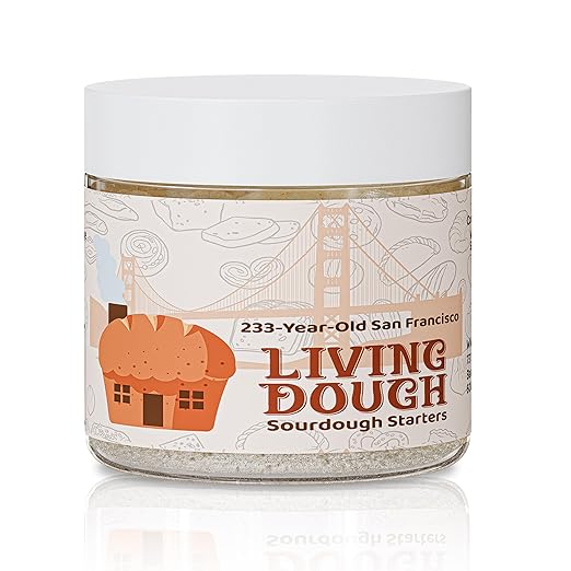 Living Dough - 233 Year Old San Francisco Sourdough Starter Culture - Active & Live Organic Sourdough Starter for Baking - For Artisanal Bread, Pizza Dough, Waffles & More