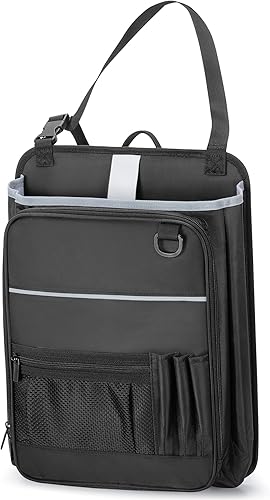 Miniatura 8 de LUXJA Organizador de asiento delantero de automóvil con bolsillo para archivos de acordeón, organizador de asiento de pasajero con funda para laptop