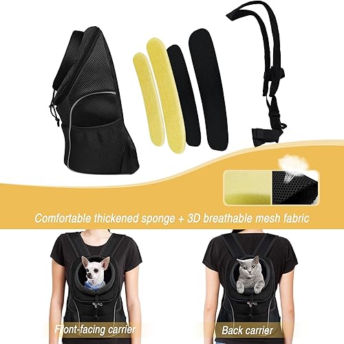 Miniatura 6 de WOYYHO Mochila transportadora para perros con bolsillos de almacenamiento, mochila frontal para perros pequeños, correas ajustables, mochila
