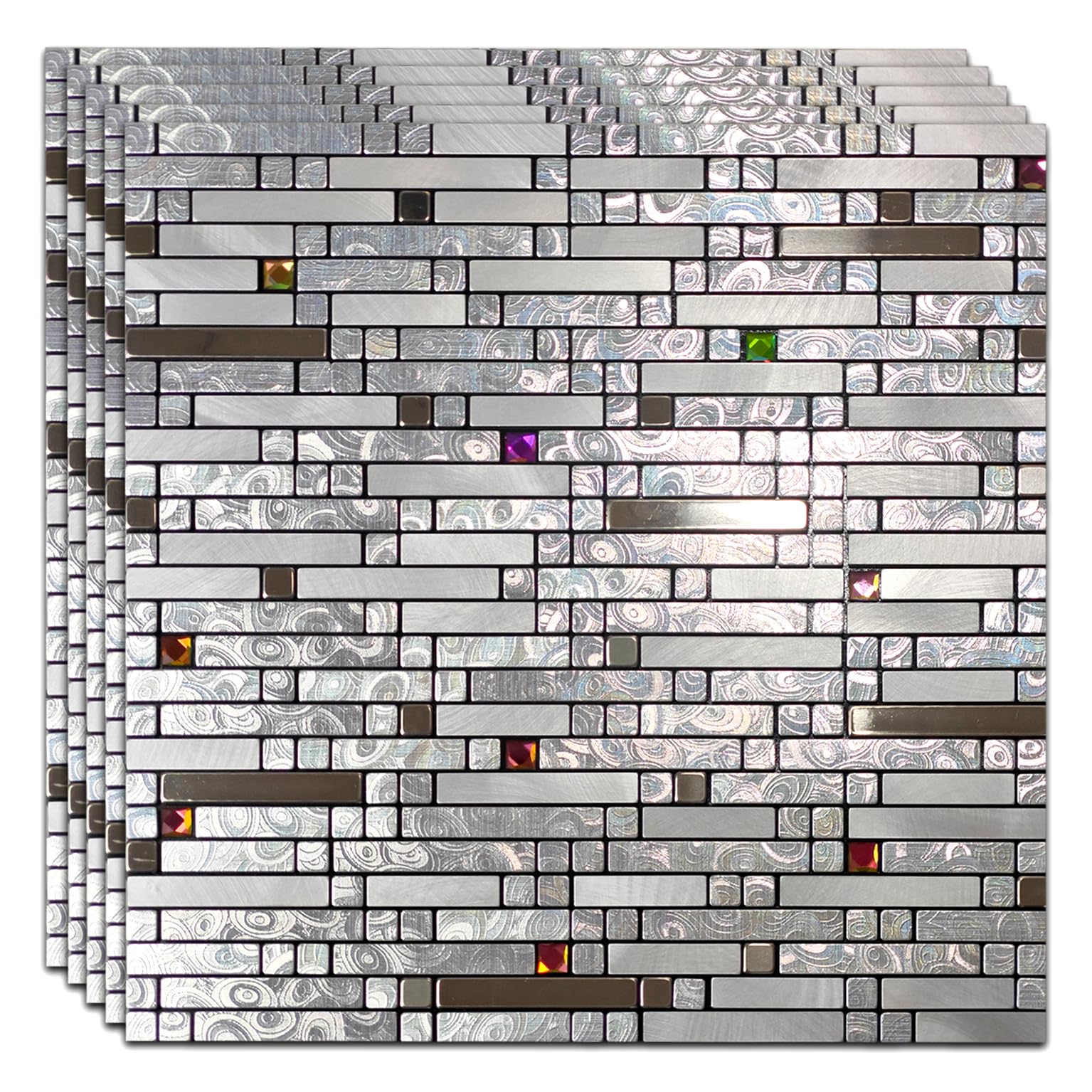 Photo 1 of 10 Sheets Peel and Stick Backsplash Tile, Self-Adhesive Mosaic Tile, Stick on Kitchen, Bathroom Vanities, Fireplace Décor, Laundry Table (10, Silver1)