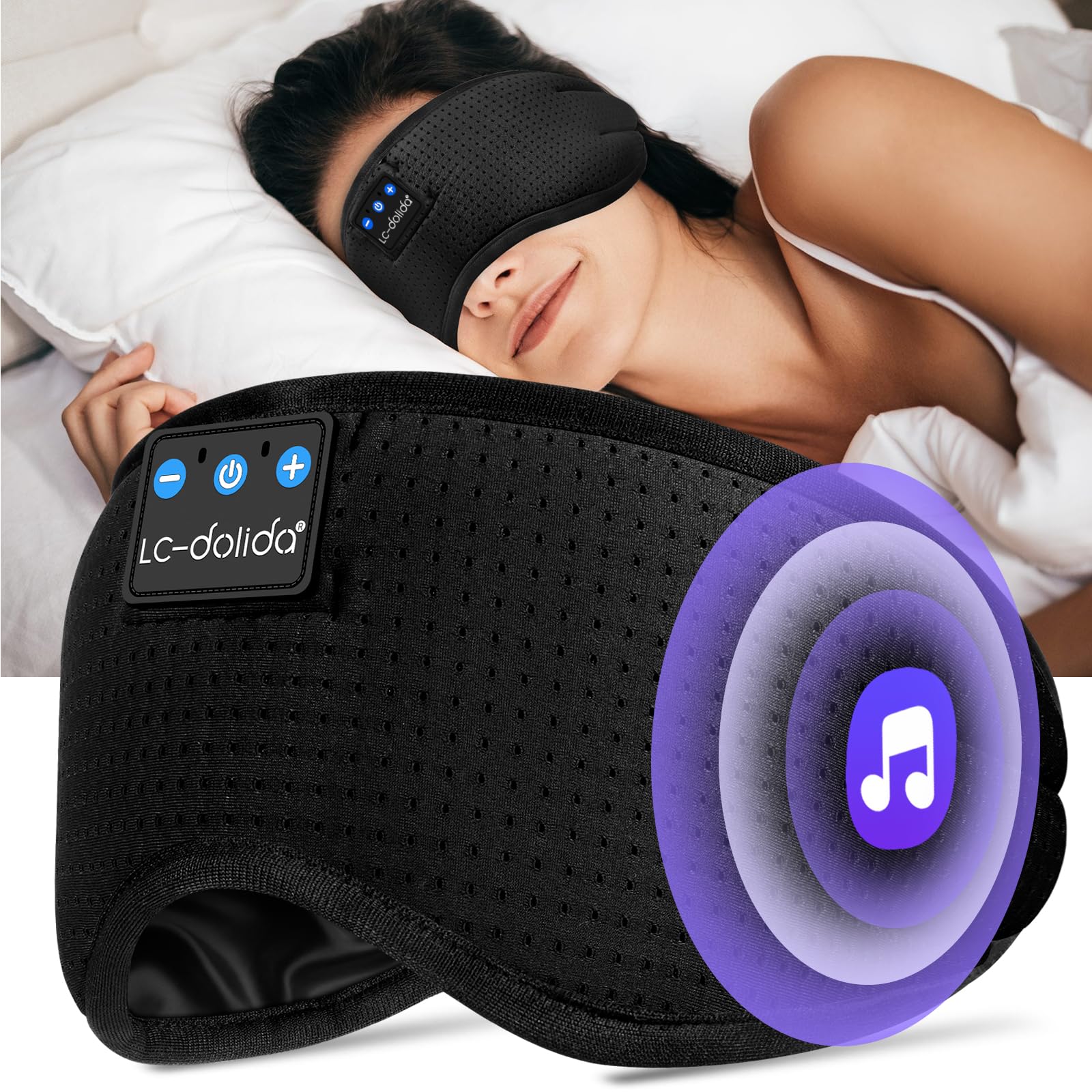MUSICOZY Casque de sommeil, casque de sommeil Bluetooth 5.2, masque