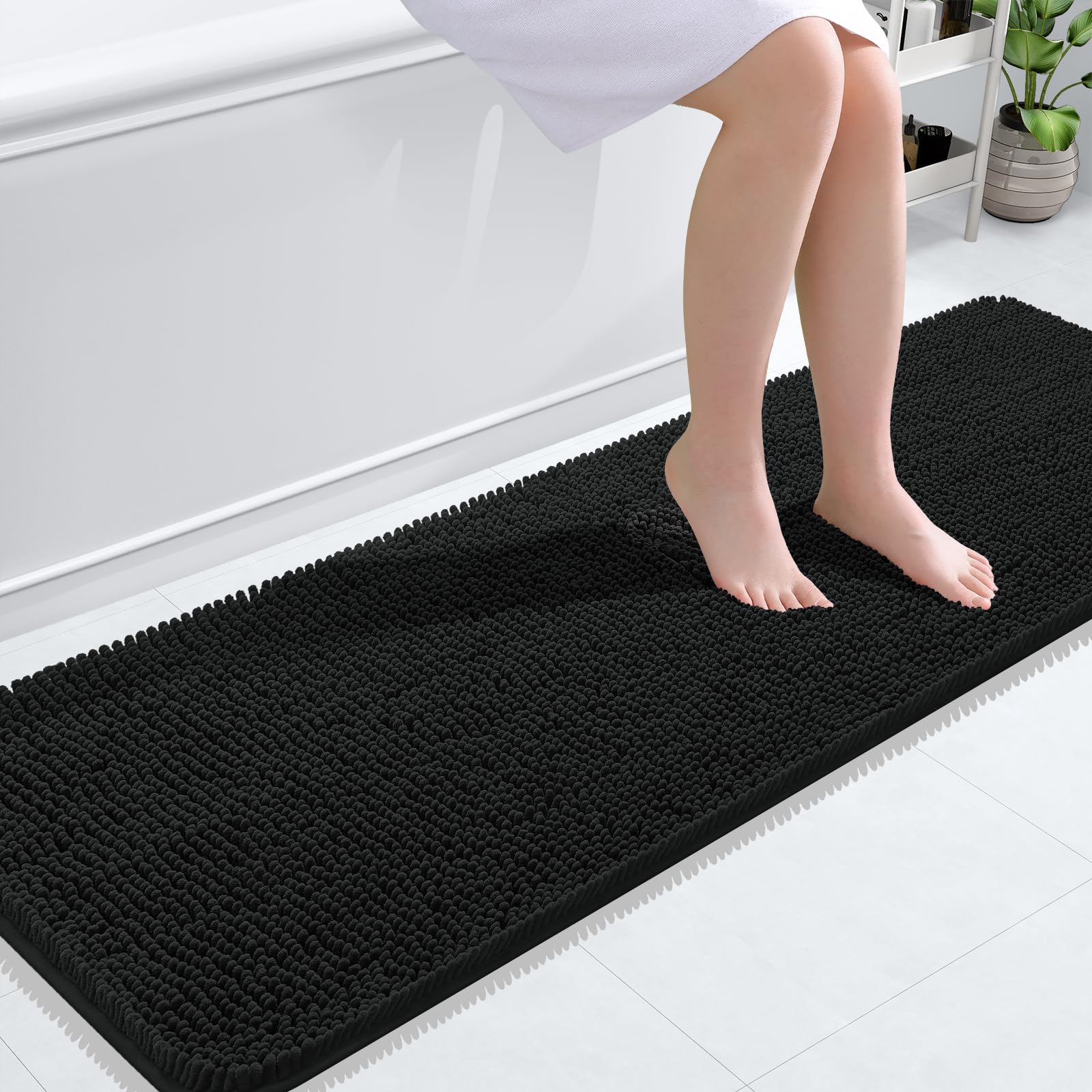 OLANLY Bathroom Rugs 59x20, Extra Soft Absorbent Chenille Bath Rugs, Rubber Backing Quick Dry, Machine Washable Bath Mats for Bathroom Floor, Tub and