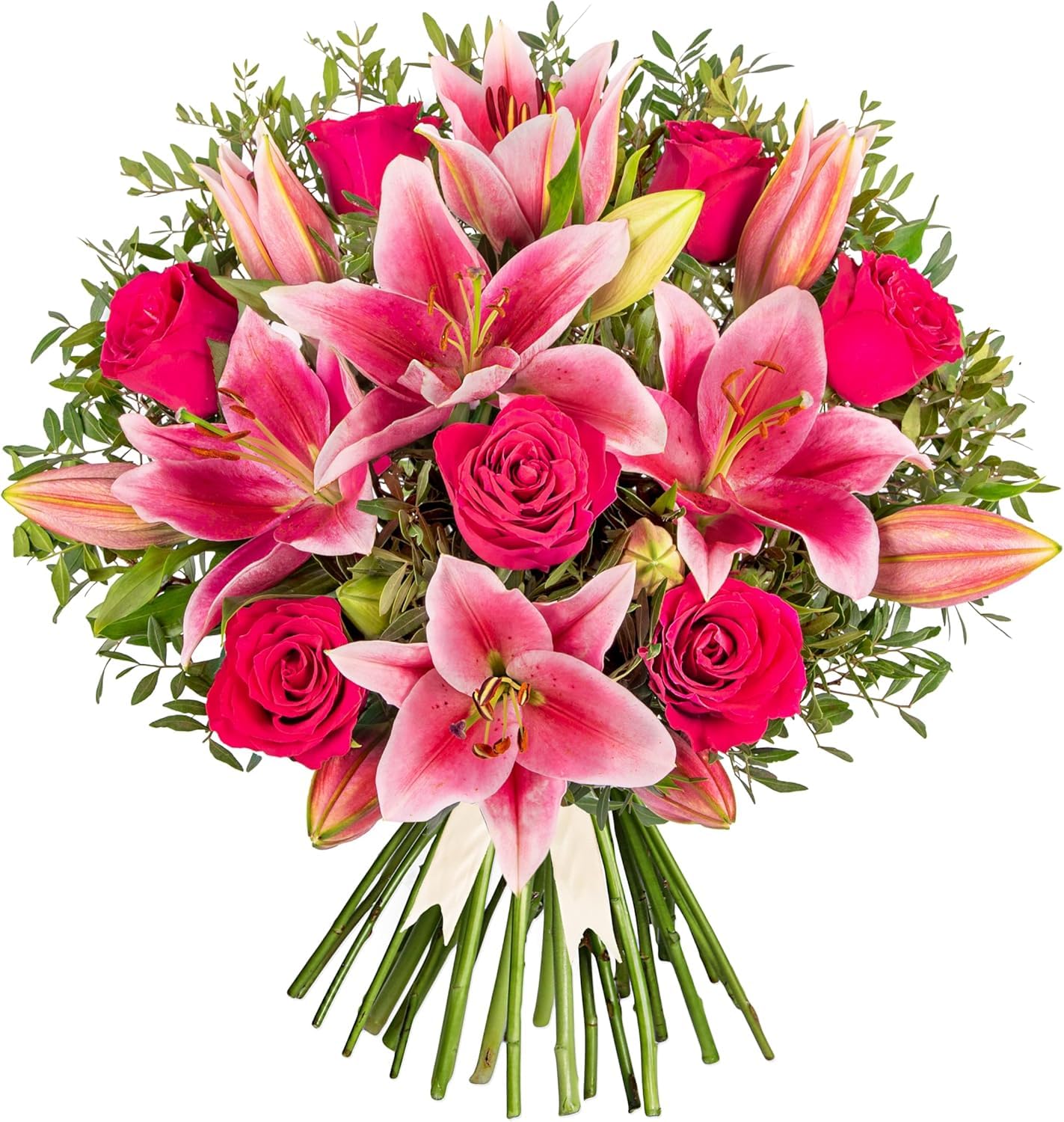Rose and Lily - Large Size - Hand-Tied Fresh Flower Bouquet