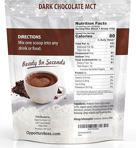 Miniatura 2 de Opportuniteas MCT - Aceite en polvo crema keto para café té bebidas y batidos apto para dieta cetogénica baja en carbohidratos aumenta la energía y