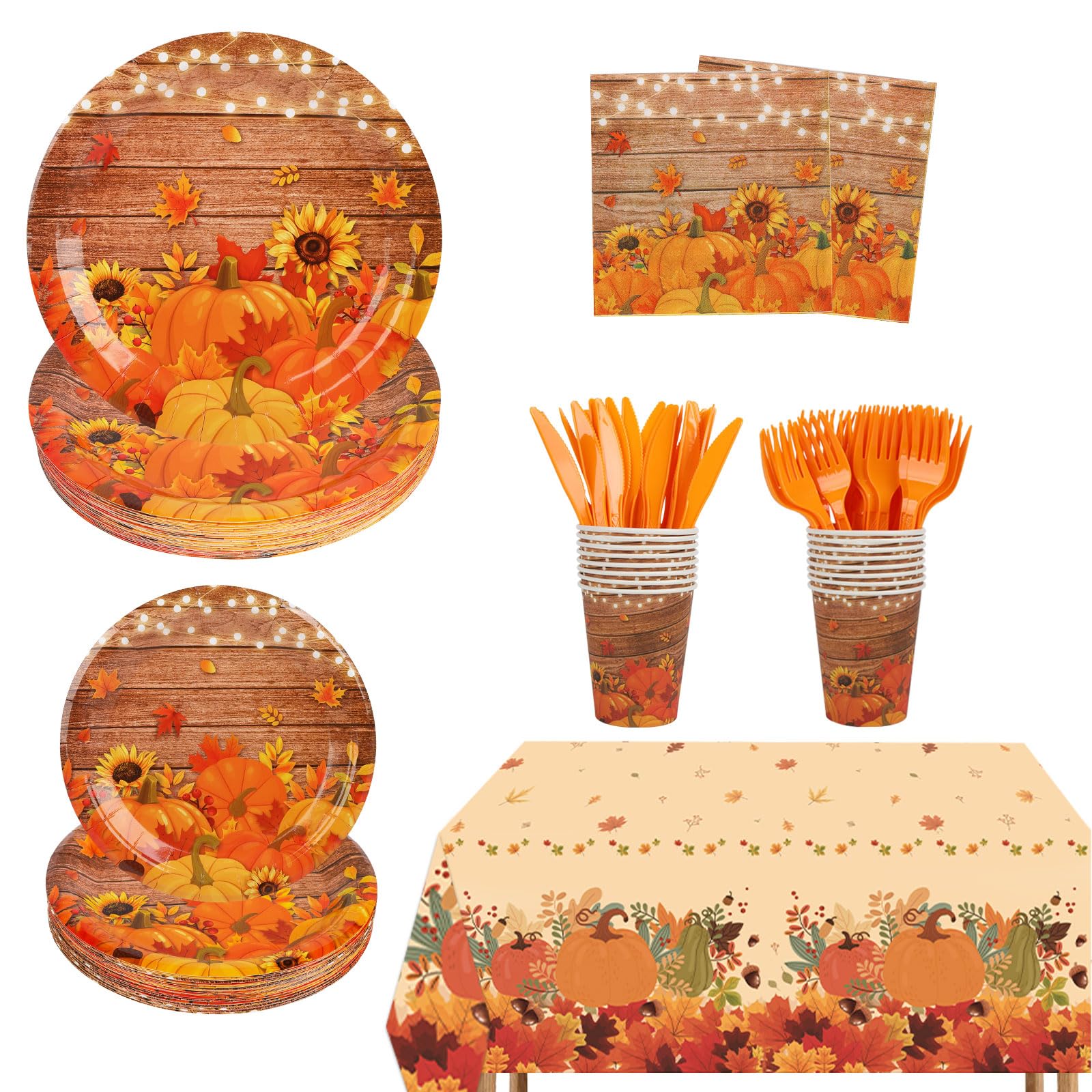 182-piece fall paper plate and napkin set