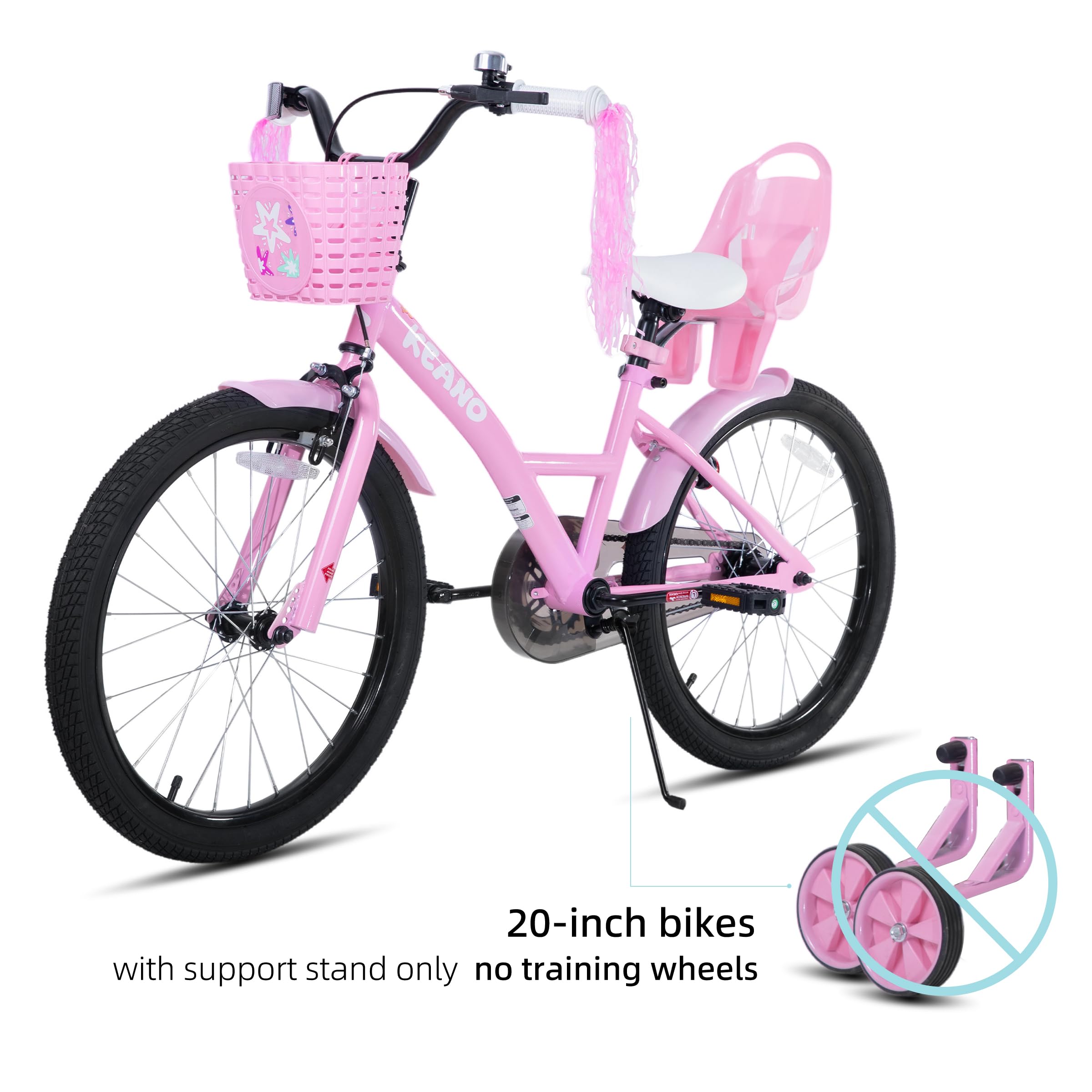 JOYSTAR Zinnia 14/16/20 Zoll Kinderfahrrad für Mädchen von 3-9 Jahren, 14/16 Zoll Mädchenfahrrad mit Stützrädern & Baket & Luftschlangen
