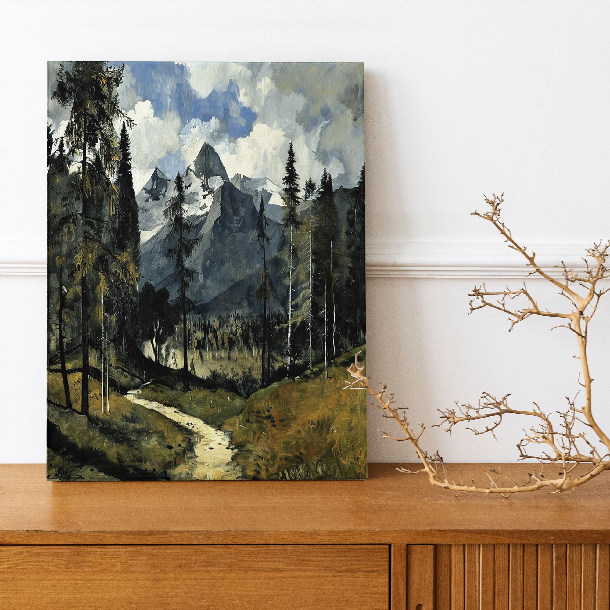 Amazon.com: Autumn Mountain Landscape Canvas Wall Art, Dark Green