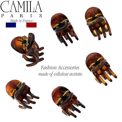 Miniatura 2 de Camila Paris CP2374 - Pinzas para el cabello francesas para mujer, juego de 6 pinzas para el cabello extra pequeñas de concha de tortuga para niñas,