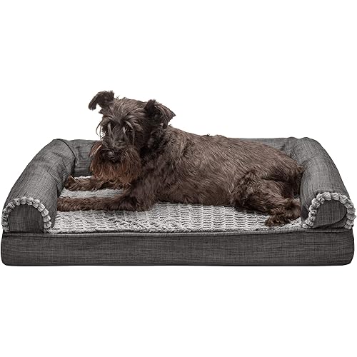 Furhaven Orthopedic, Cooling Gel, and Memory Foam Pet Beds for Small, Medium, and Large Dogs and Cats - Luxe Perfect Comfort Sofa Dog Bed, Performance Linen Sofa Dog Bed, and More