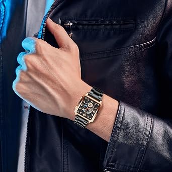 JewelryWe Pair of Watches Digital Watch Stainless Steel Binary Watch Rectangle Bezel LED Sports Watch Blue LED Light Calendar Fashion Cool Partner Watch for Men Women Black / Silver