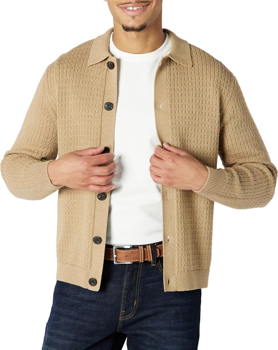 Suéter tipo cárdigan con cuello relajado para hombre