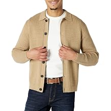 Amazon Essentials Men's Relaxed-Fit 100% Cotton Collared Cardigan Sweater