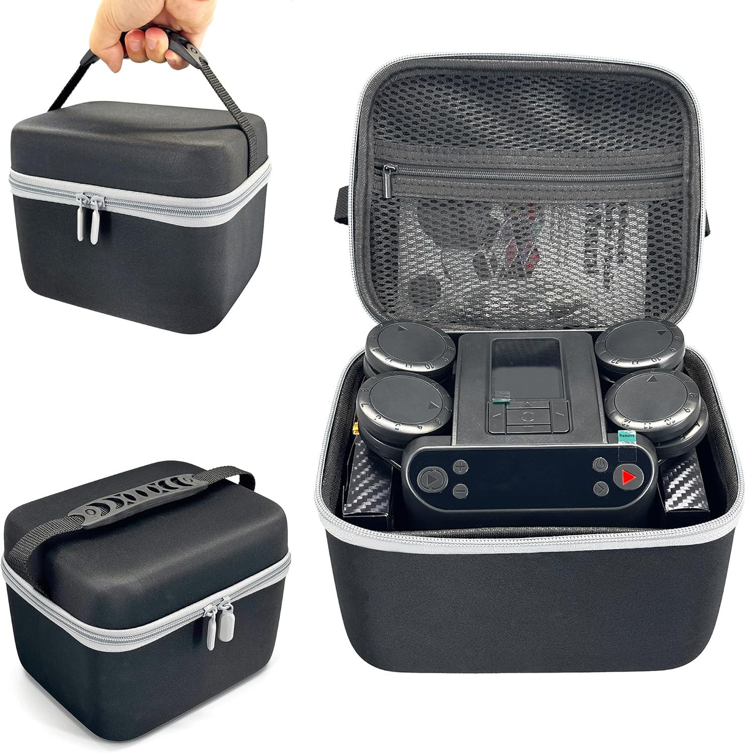Card Shuffler and Dealer Case, Portable Hard Shell Case for Automatic Card Shuffler, Handheld Carry Bag, Compatible with Most Shuffler Brands, Card Game Storage for Travel (Black&Grey)