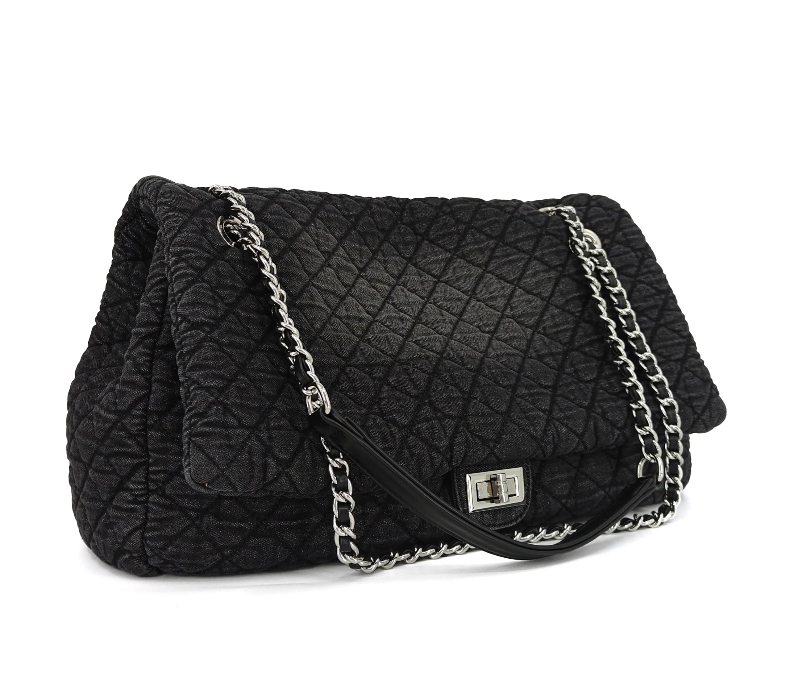 M-ioi-M Extra Large Quilted Denim Purse