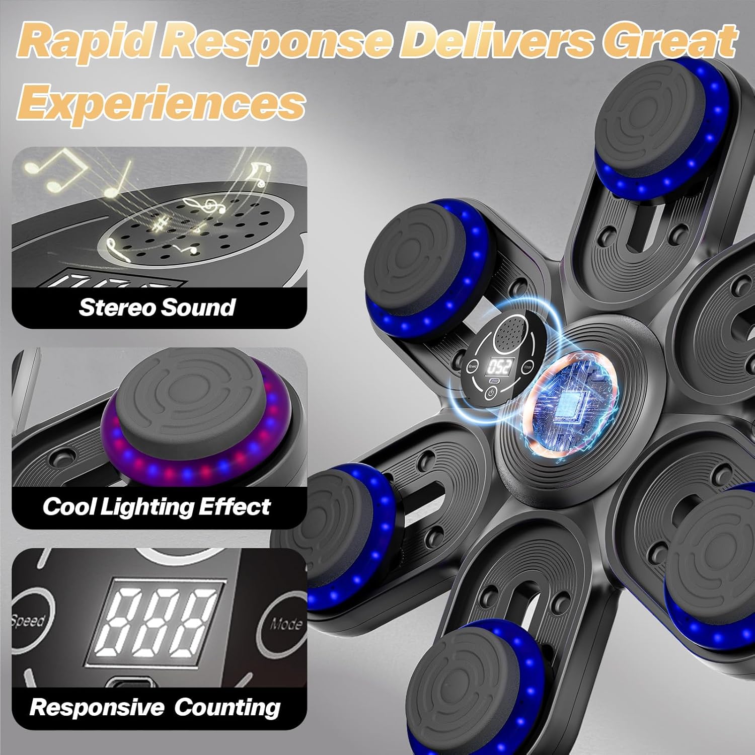 Sportneer Music Boxing Machine for Kids and Adults, Bluetooth Smart Music Punching Machine with Gloves and Movable Punching Pads, Wall Mounted Boxing Training Equipment for Home Gym Office Gift