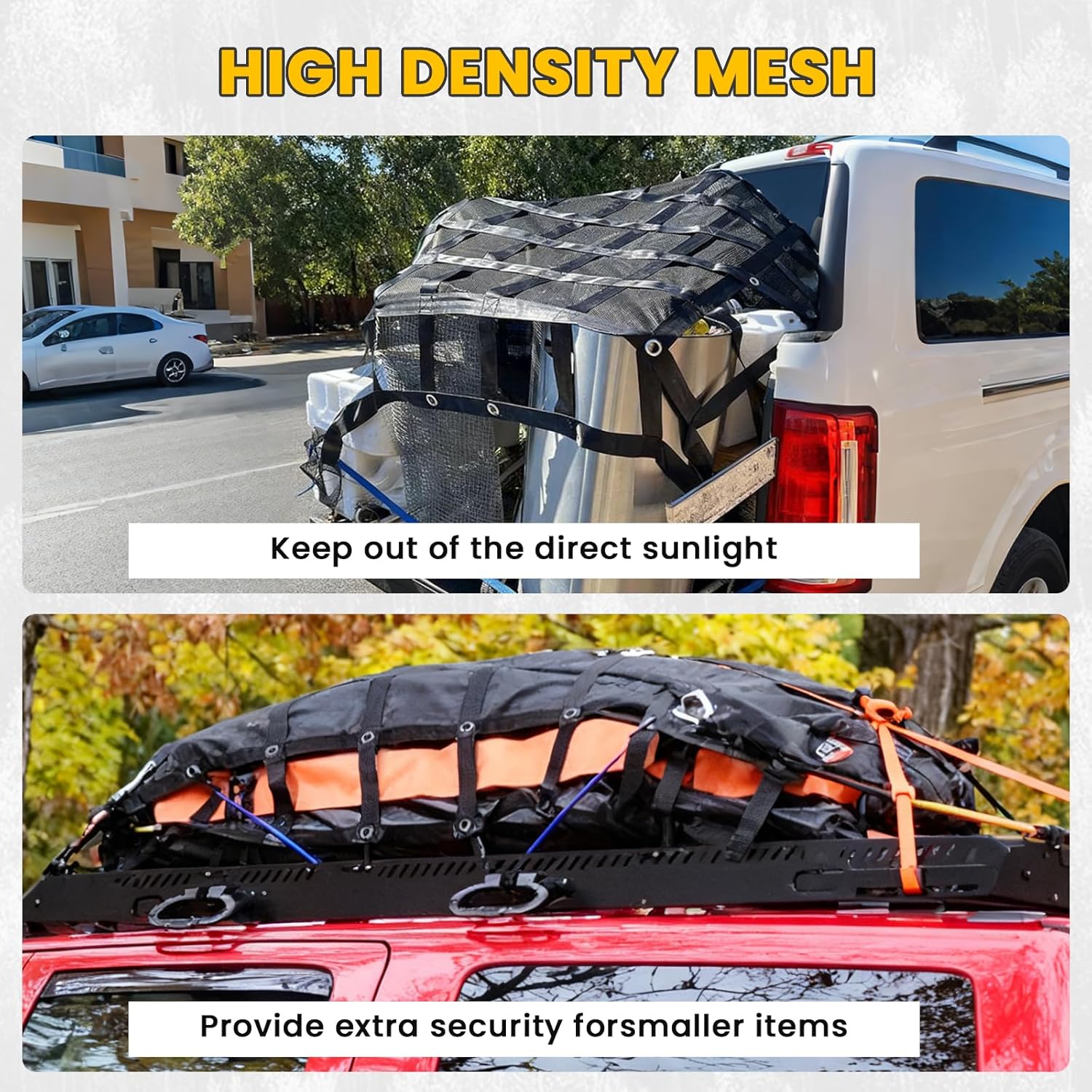 Cargo Net for Pickup Truck Bed, 4.8' x 6' Truck Bed Net, Heavy Duty Pickup Cargo Nets Safety Mesh Net with Cam Buckles & S-Hooks & Cross Straps