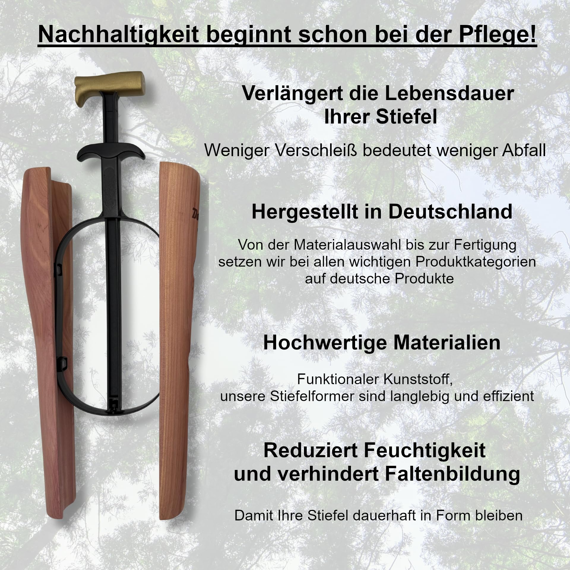 DELFA Sensomatic Red Cedar Schaftformer - Stiefelformer ideal für Reitstiefel - Stiefelschaftformer 35cm Länge - Geeignet für alle Lederstiefel