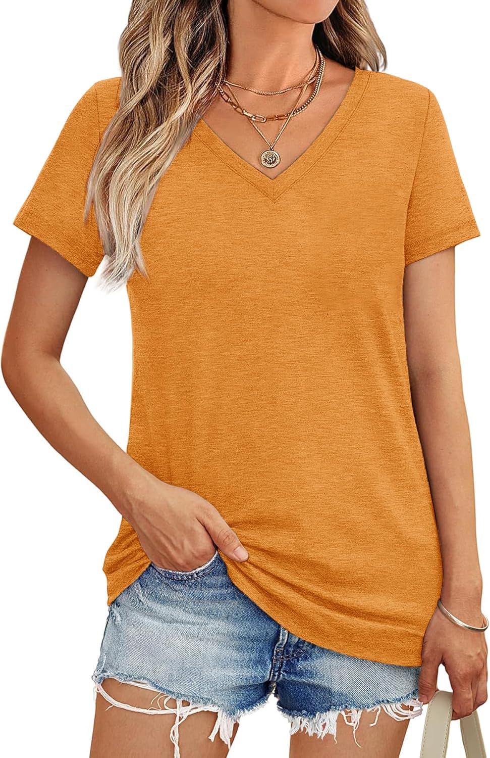 10 Pack Women’s Short Sleeve V-Neck T-Shirts Casual Loose Trendy Summer Soft Dry Fit Breathable Workout Tops - Image 4