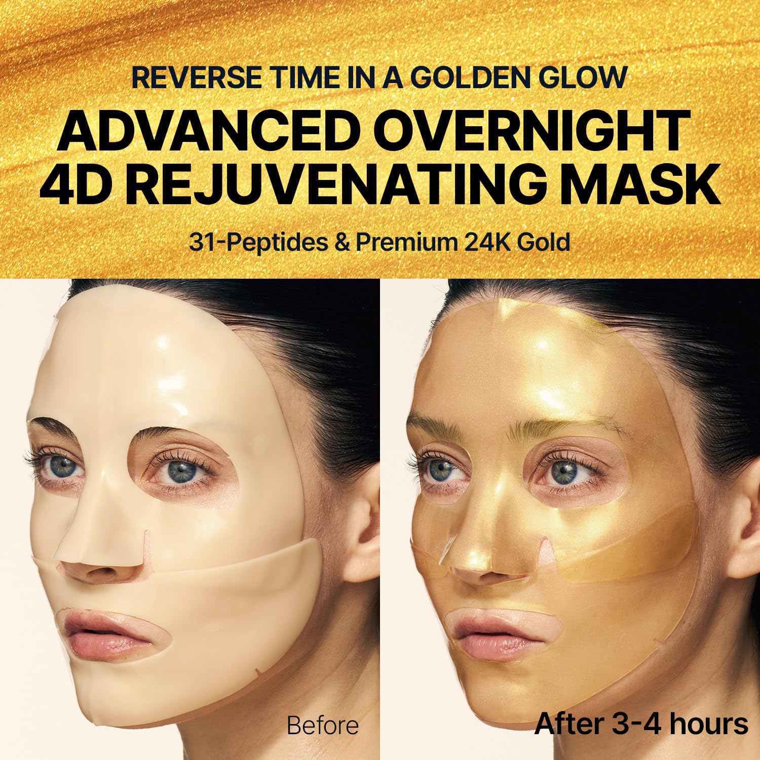 SUNGBOON EDITOR Silk Peptide EGF Intensive Gold Overnight Mask, Hydrating Mask for Glass Skin,31 Multi Peptide(Copper Peptides)+24K Gold&Collagen, Korean Skincare, 4ea | Valentines Day Gifts for Woman - Image 2