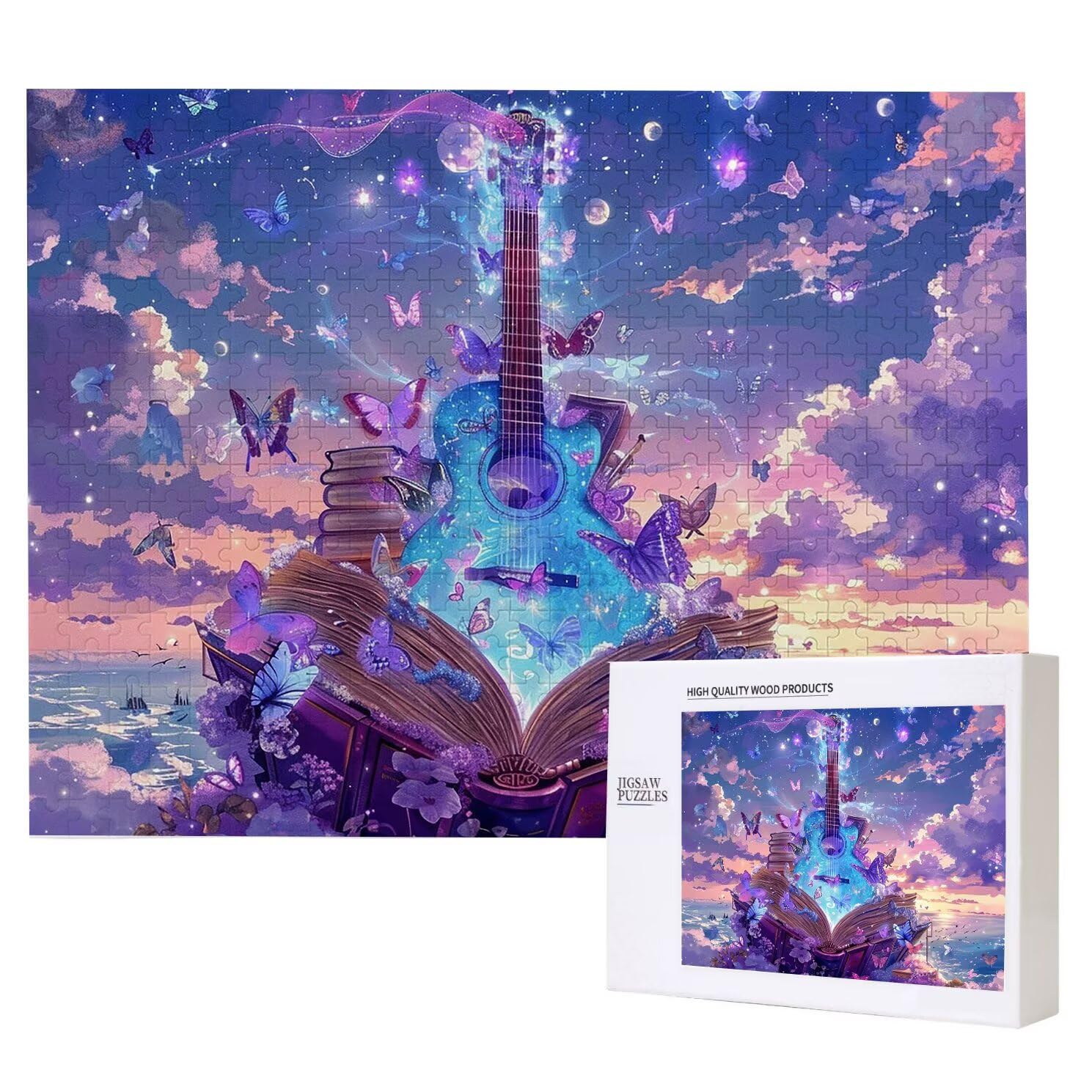 Gitara 2000 elementów, puzzle 3D dla dorosłych, wymagająca łamigłówka, gra logiczna dla całej rodziny, prezenty dla mężczyzn, kobiet, puzzle bożonarodzeniowe, dekoracja domu, temat: książka K0F-390