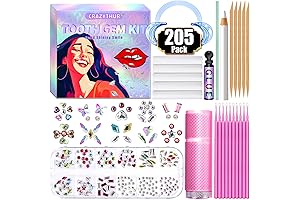 CRAZYTHUR Teeth Jewelry: Transform Your Smile with 205Pcs Shining DIY Teeth Gems Kit