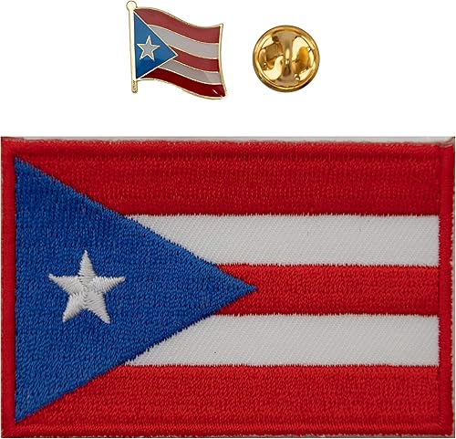 -Parche de bandera de Puerto Rico pequeño de Armycrew + insignias coleccionables Pines de Puerto Rico, Bandera Nacional de Puerto Rico NO.077A