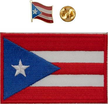 A-ONE -Armycrew Small Puerto Rico Flag Patch + Collectable Badges Pins of Puerto Rico, Bandera Nacional de Puerto Rico NO.077A