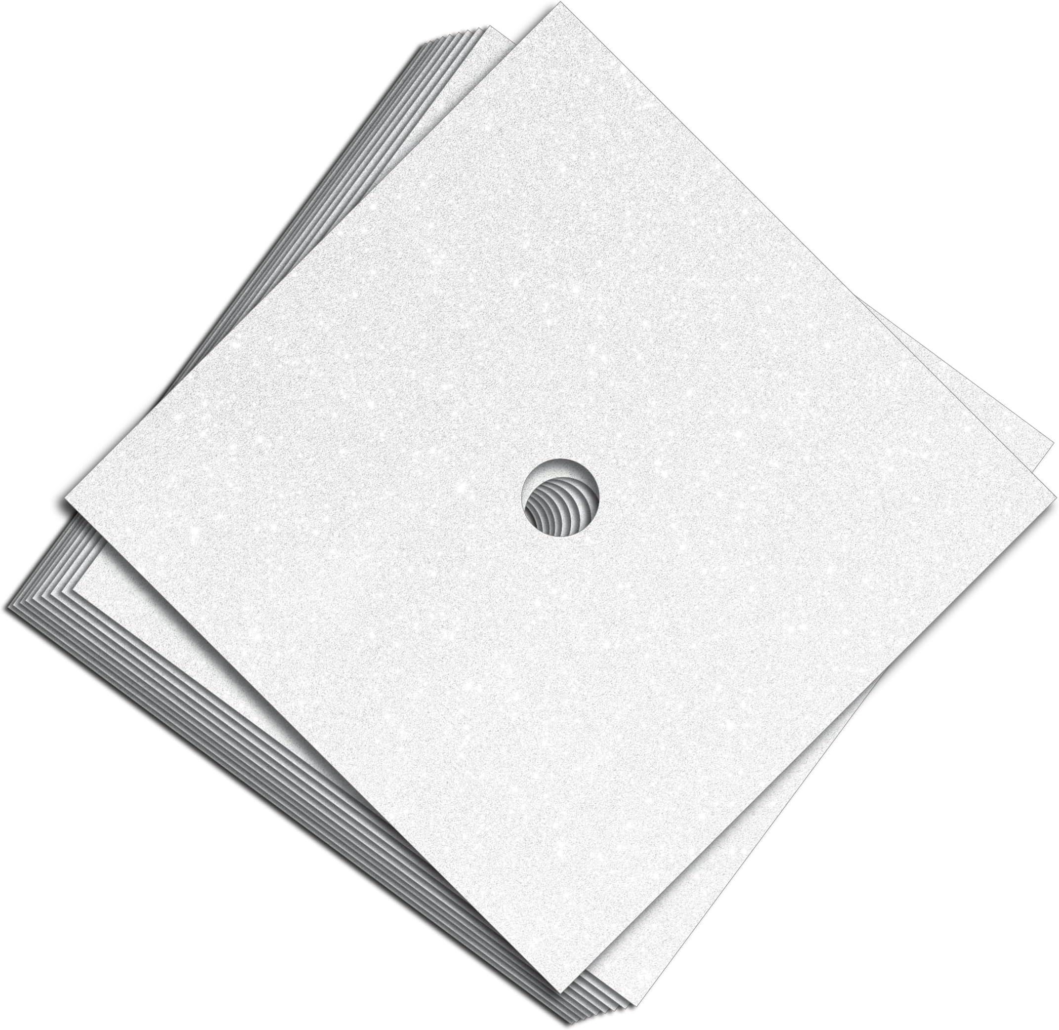 Tassel Toppers Glitter Heavyweight Premium Construction Paper for Grad Caps, 10 Sheets, DIY Grad Cap Decorations (White)