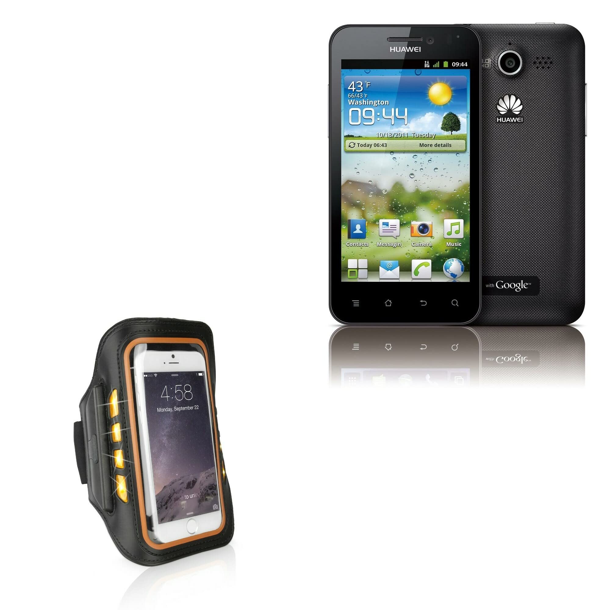 BoxWave Case for Honor U8860 (Case by BoxWave) - JogBrite Sports Armband, High Visibility Safety Light LED Runners Armband for Honor U8860 - Bold Orange