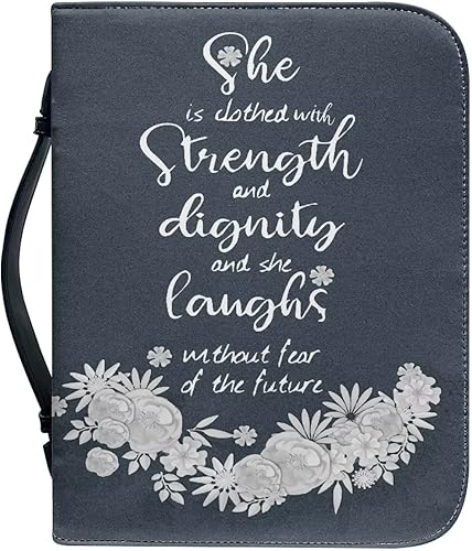 Miniatura 20 de Bolsas de cuero para iglesia, funda de Biblia gris león, bolsa protectora de la Biblia de poliuretano, funda de transporte portátil con asa