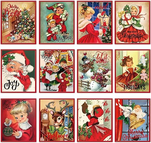 12 piezas de arte de pared de Navidad, decoración de pared de Navidad, Navidad, Navidad, Navidad, Navidad, muñeco de nieve, niña, póster de arte