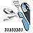 Orblue 4-in-1 Camping Eating Utensils, 2-Pack - Portable Spoon, Fork, Knife & Bottle Opener Combo Set - Stainless Steel Flatware with Detachable Fork - Travel, Backpacking Cutlery Multitool, Blue