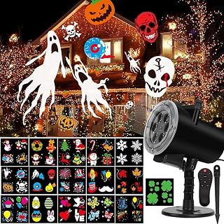 Halloween Outdoor Projector Lights,Syslux Christmas Projector Lights,16 HD Slides LED Waterproof Light Indoor Lights with Remote Control for Party Garden Halloween Xmas Landscape Decor