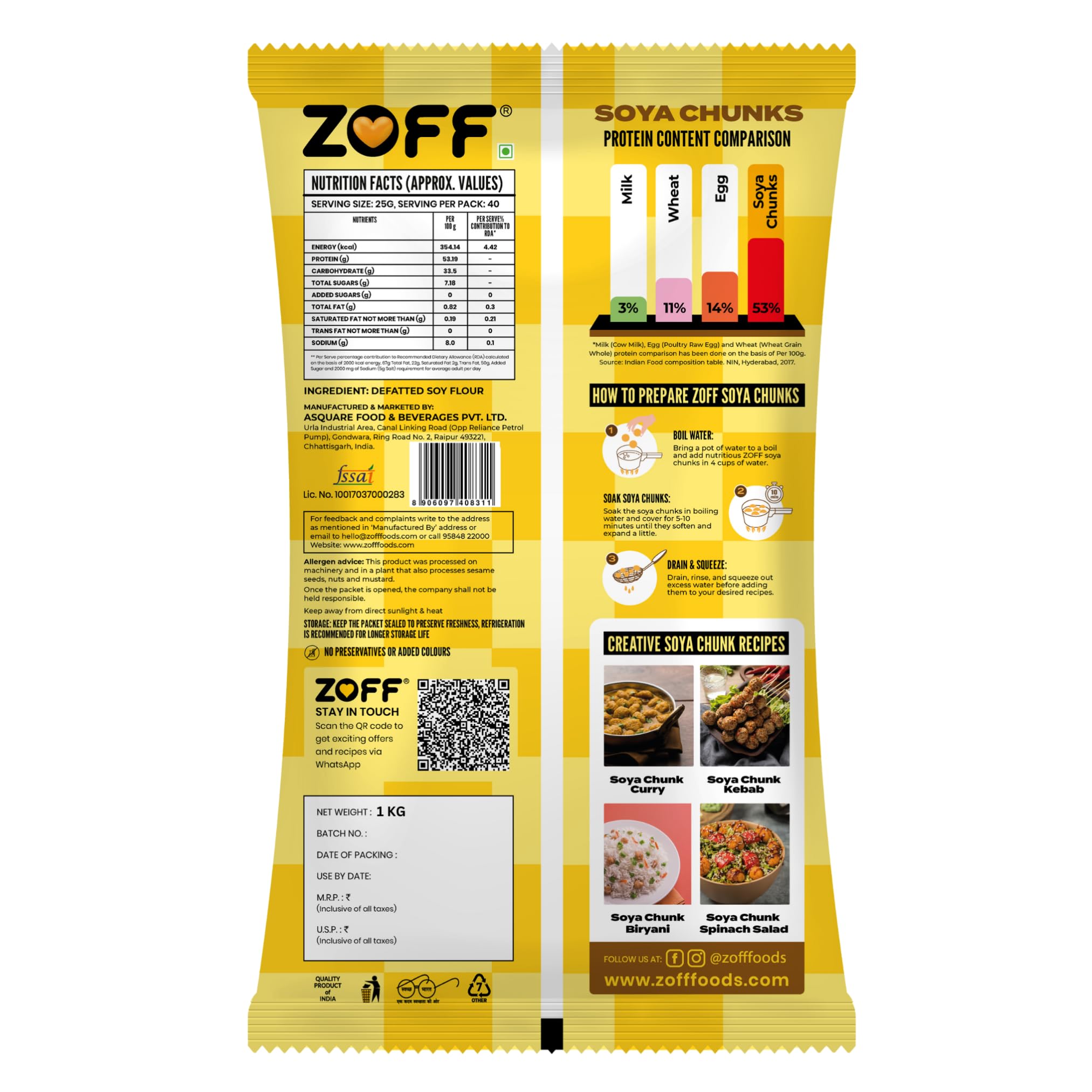 Zoff Soya Chunks 1Kg - (Pack of 2) - Image 2 thumbnail