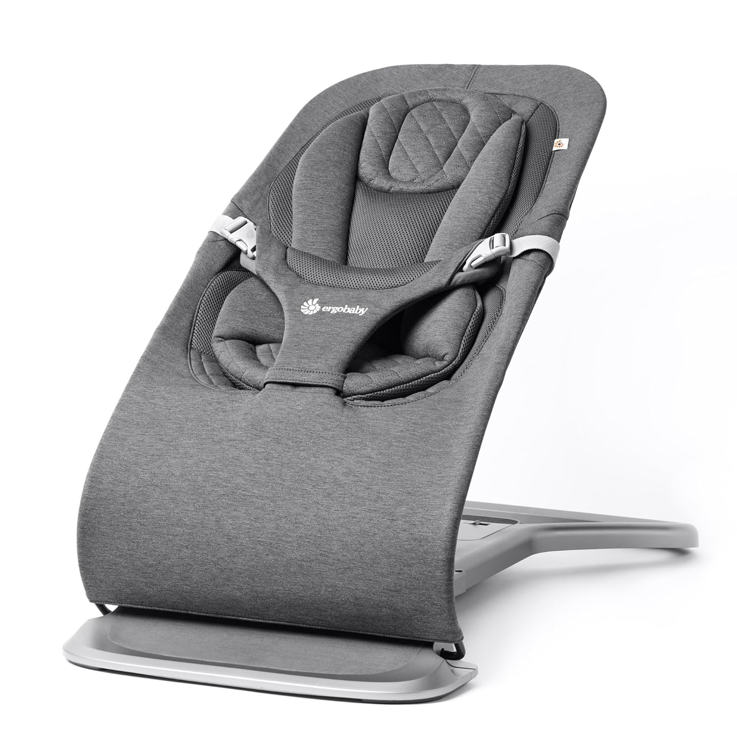 Ergobaby Evolve 3-in-1 Bouncer, Adjustable Multi Position Baby Bouncer Seat, Fits Newborn to Toddler, Charcoal Charcoal Grey Knit Bouncer