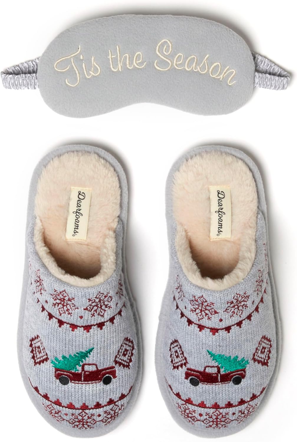 Dearfoams Women's Novelty Scuff with Eye Mask Slipper