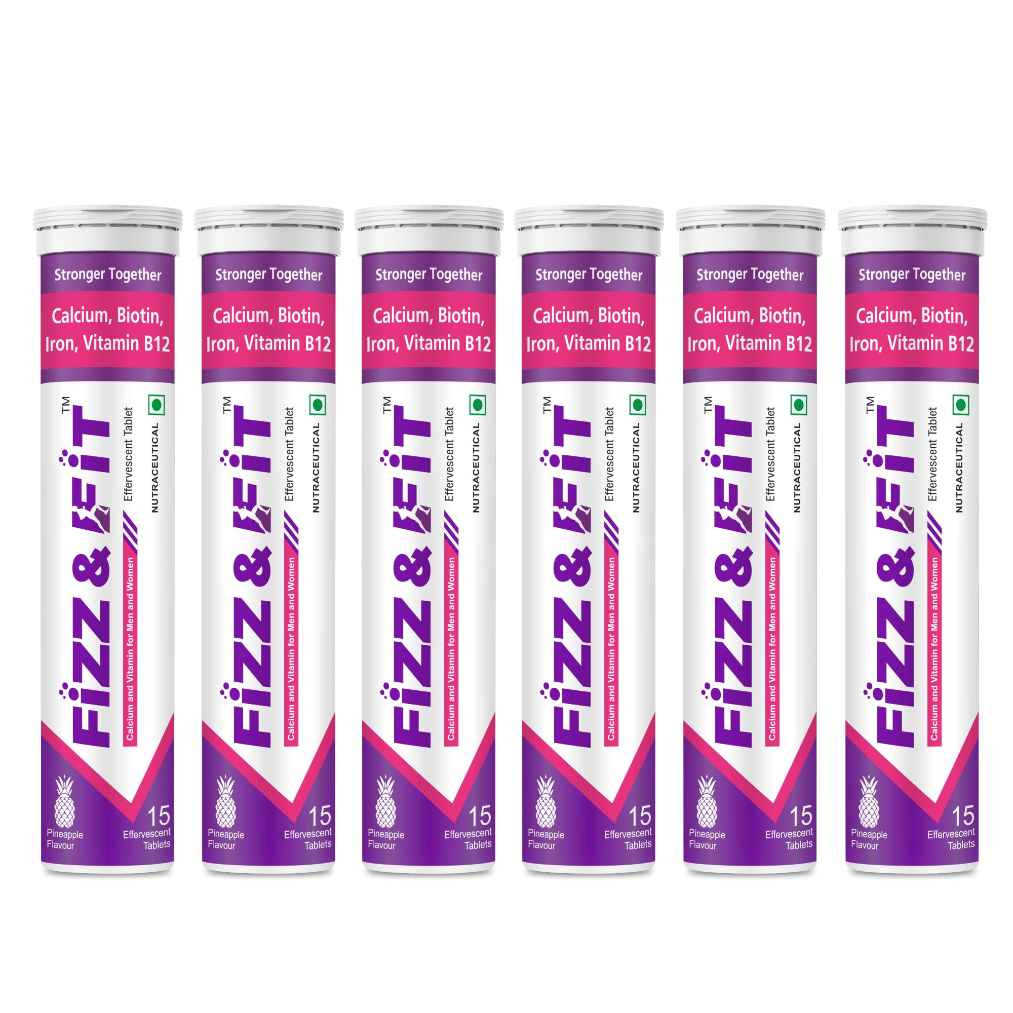 Fizz & FiT Calcium 500Mg With Biotin,Iron,Vitamin-C &B 12 Effervescent Tablet Pineapple Flavor| Useful For Bone Health,Muscle Strength,And Muscle Care.(Pack Of 6) (B0CQL3QJH7) Amazon Price History, Amazon Price Tracker