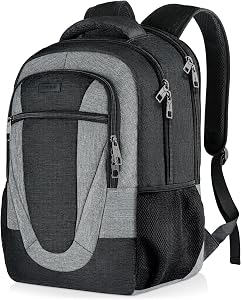 BIKROD Backpack for Men and Women, Extra Large School Backpacks for Teens, Water Resistant Back Pack Fits 17 Inch Laptop, Business Anti Theft Sturdy Computer Bag Gifts, Blackgrey