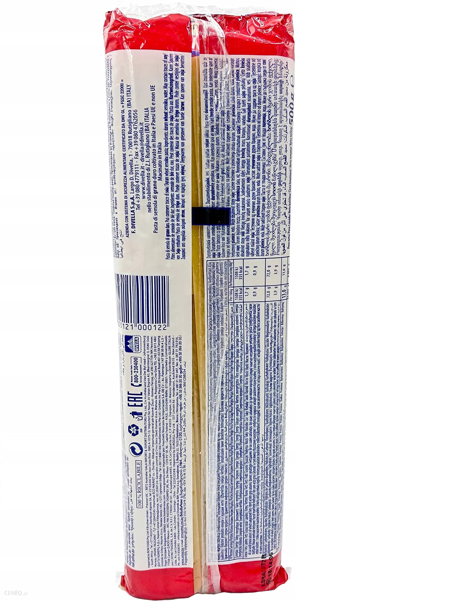 Italian Gourmet Fettuccine N.12 pasta di semola Hartweizen Nudeln 36 x 500g | Formato lungo ruvido, aus Italien für Saucen, Ragù und klassische Küche, Gesamtnettogewicht 18 kg + Kostenlos Polpa 400g