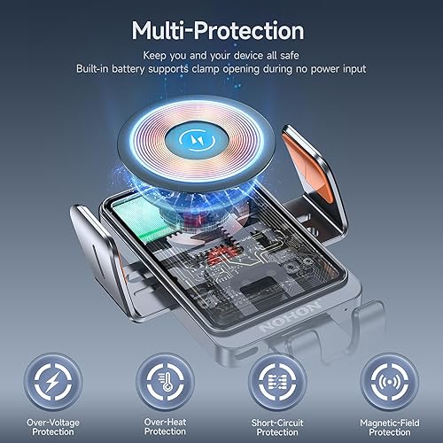 Miniatura 4 de NOHON - Soporte de teléfono inalámbrico para cargador de automóvil, cargador inalámbrico de 15 W Qi de carga rápida para automóvil con sujeción de