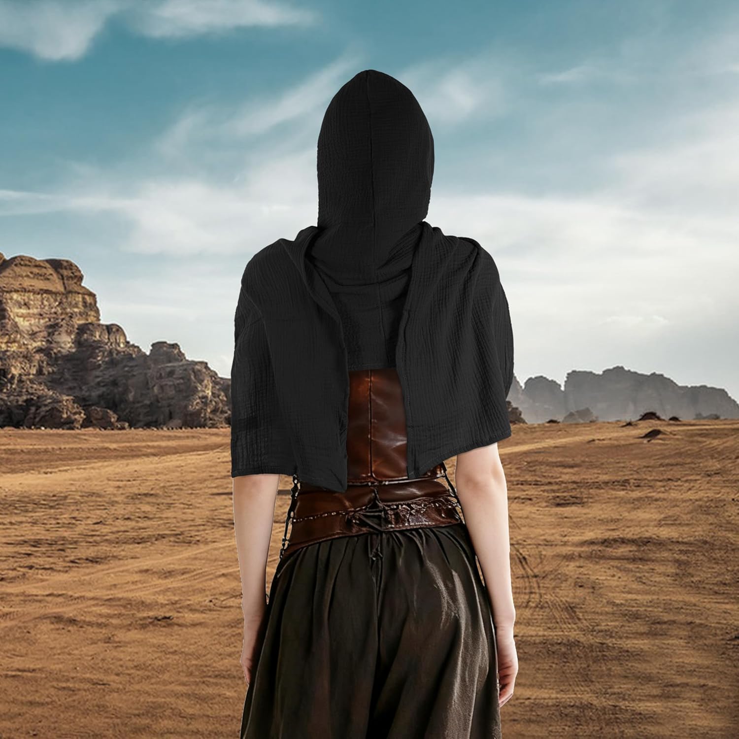 Women Men Fashion Shawl Scarf Cape | Multifunctional Hooded Cowl | Medieval Linen Cotton Cowl Hood |Vintage Goth Costume - Image 5