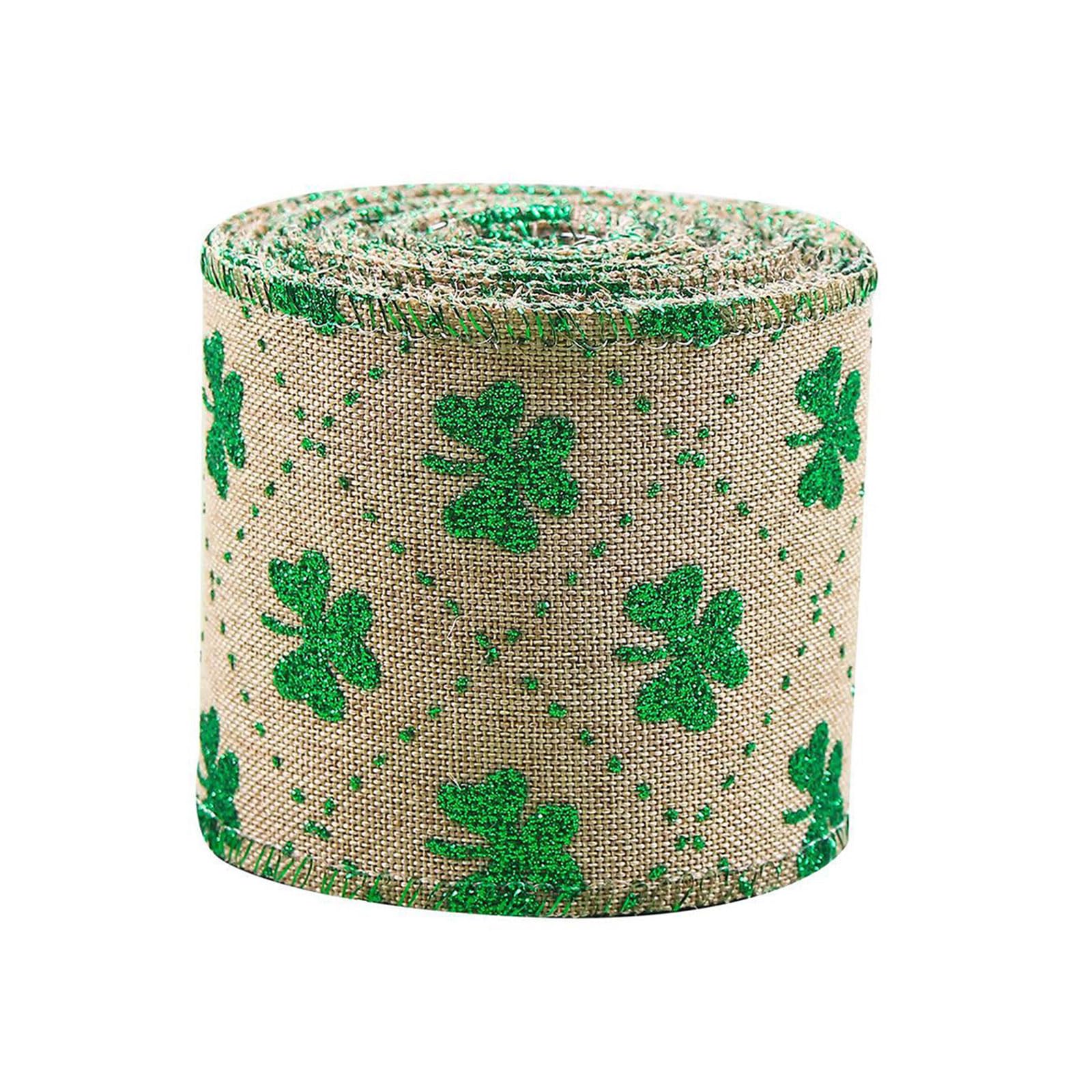 Yhplxyuus Patricks Themed Linen Ribbon for Creating Bowknot Wrapping Gift and Decoration Grass Imitation Ribbon