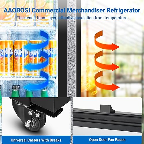 Miniatura 8 de AAOBOSI Refrigerador comercial comercial, refrigerador de pantalla de puerta de vidrio de 12.29 pies cúbicos, refrigerador vertical para bebidas con