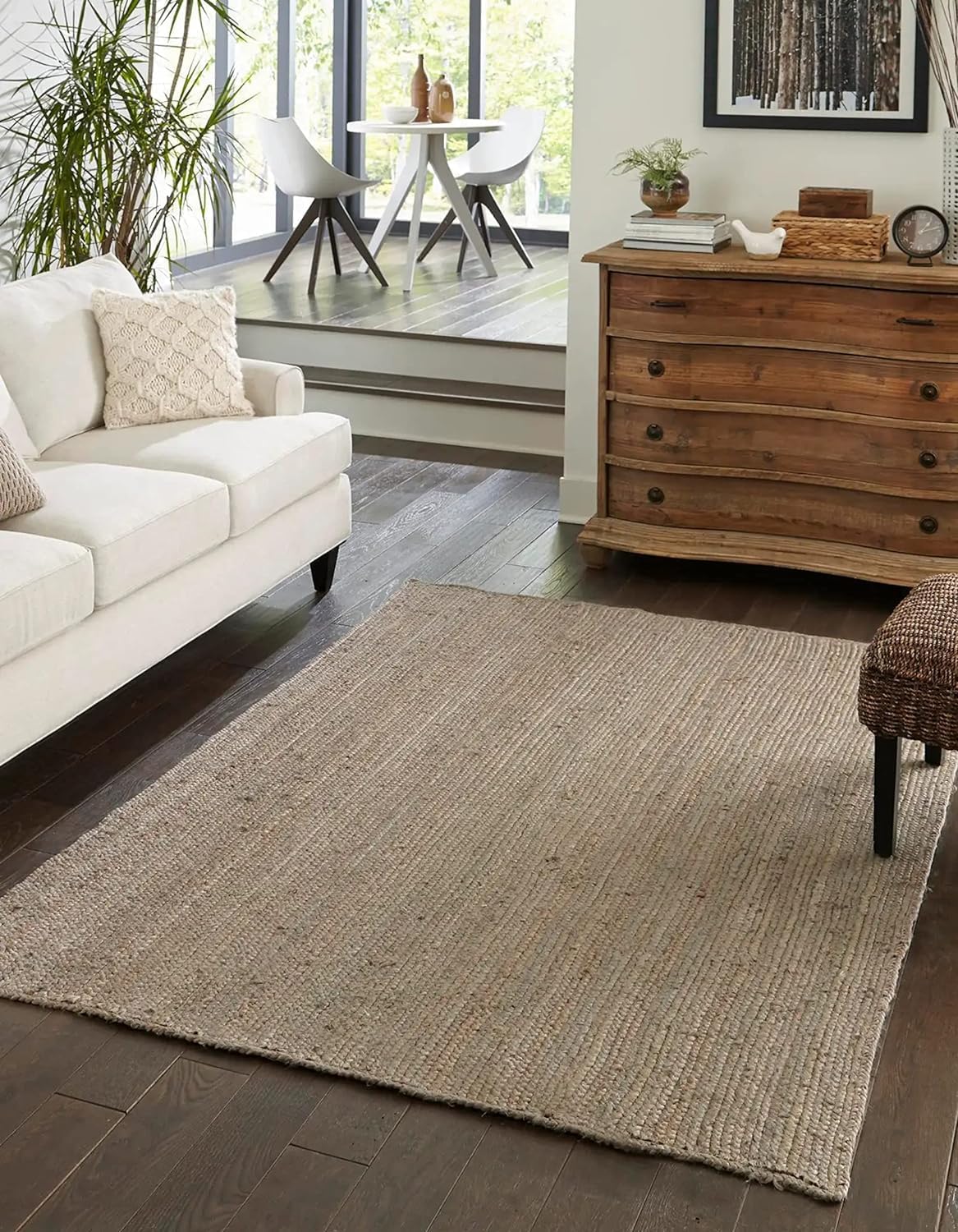 HandloomBazzar Handmade Hand Woven Braided Jute Natural Fibers Rug Bohemian Hand Braided Eco Friendly Rugs for Bedroom Kitchen Living Room Farmhouse(Gray,2'6" x 12') — image 1