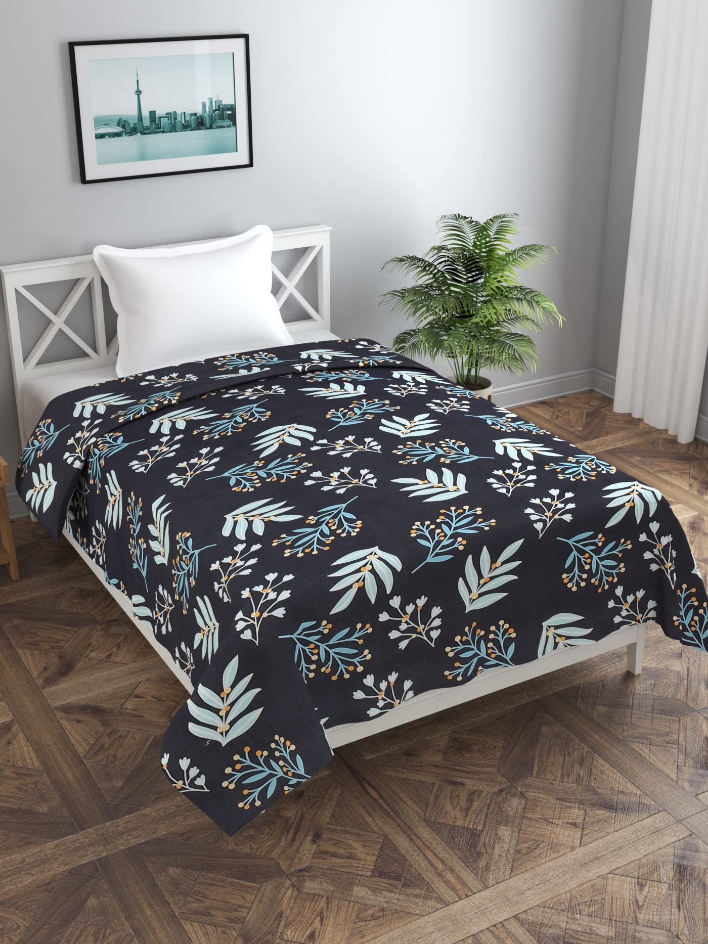 MORADO Glace Cotton Single Duvet Cover/Rajai Cover/Blanket Cover with Zipper (60x90 Inche, Black)-image-15