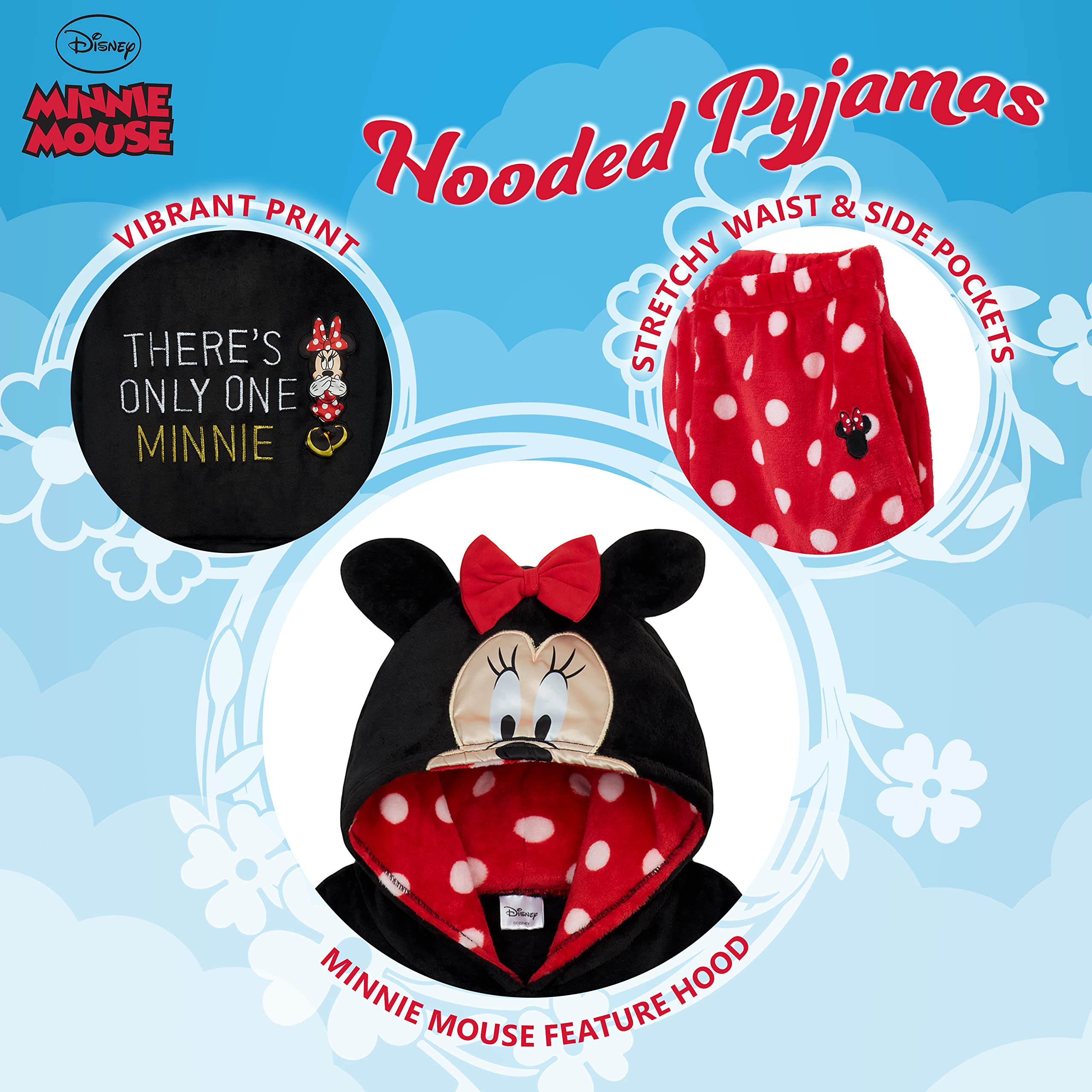 Disney Pigiama Donna Invernale Pile Stitch Minnie Minou Simba Winnie The Pooh