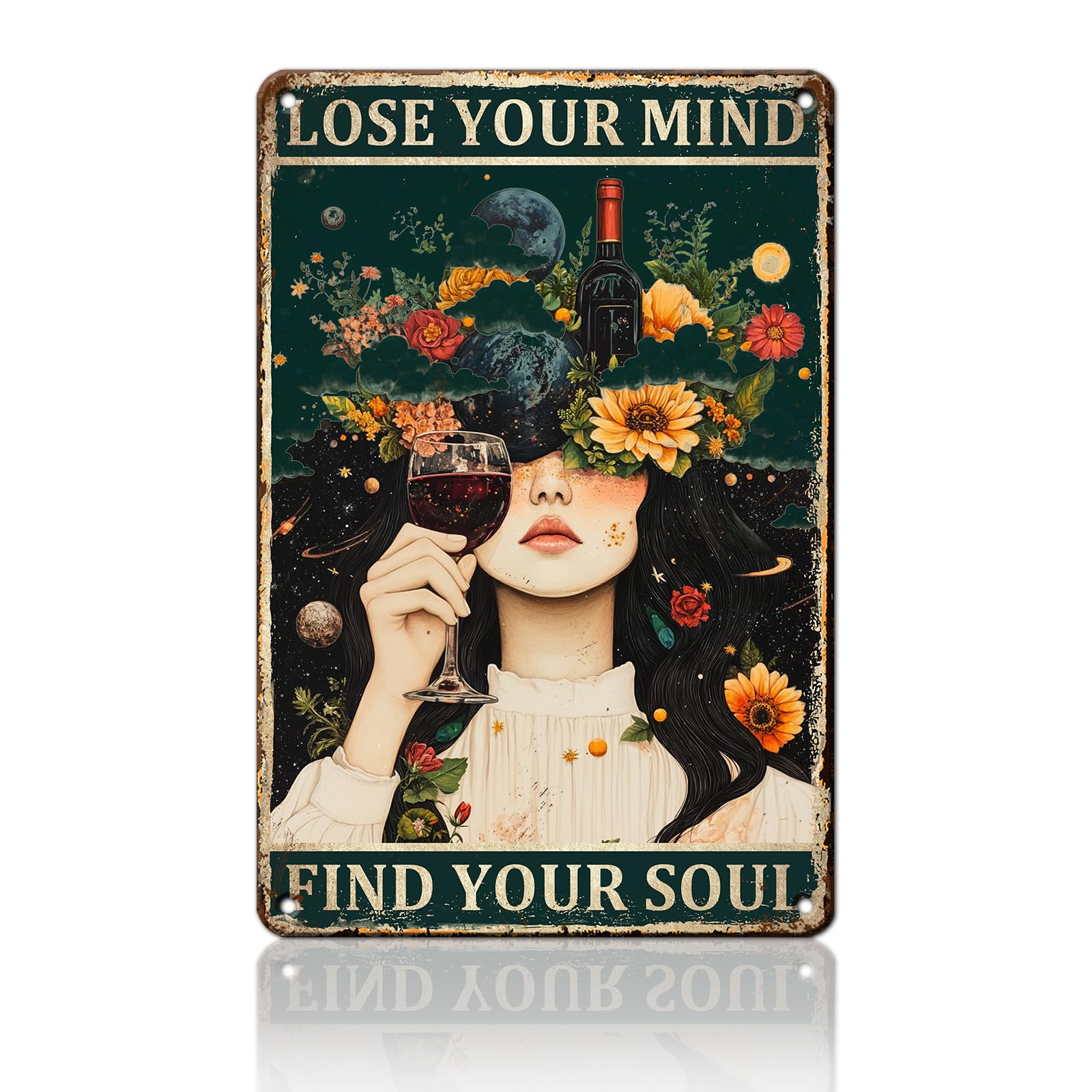 Anceky Tin Sign Lose Your Mind Find Soul Metal Sign Retro Wall Decor for Living Room Yard Porch Window Home Cafe 12×16 Inch