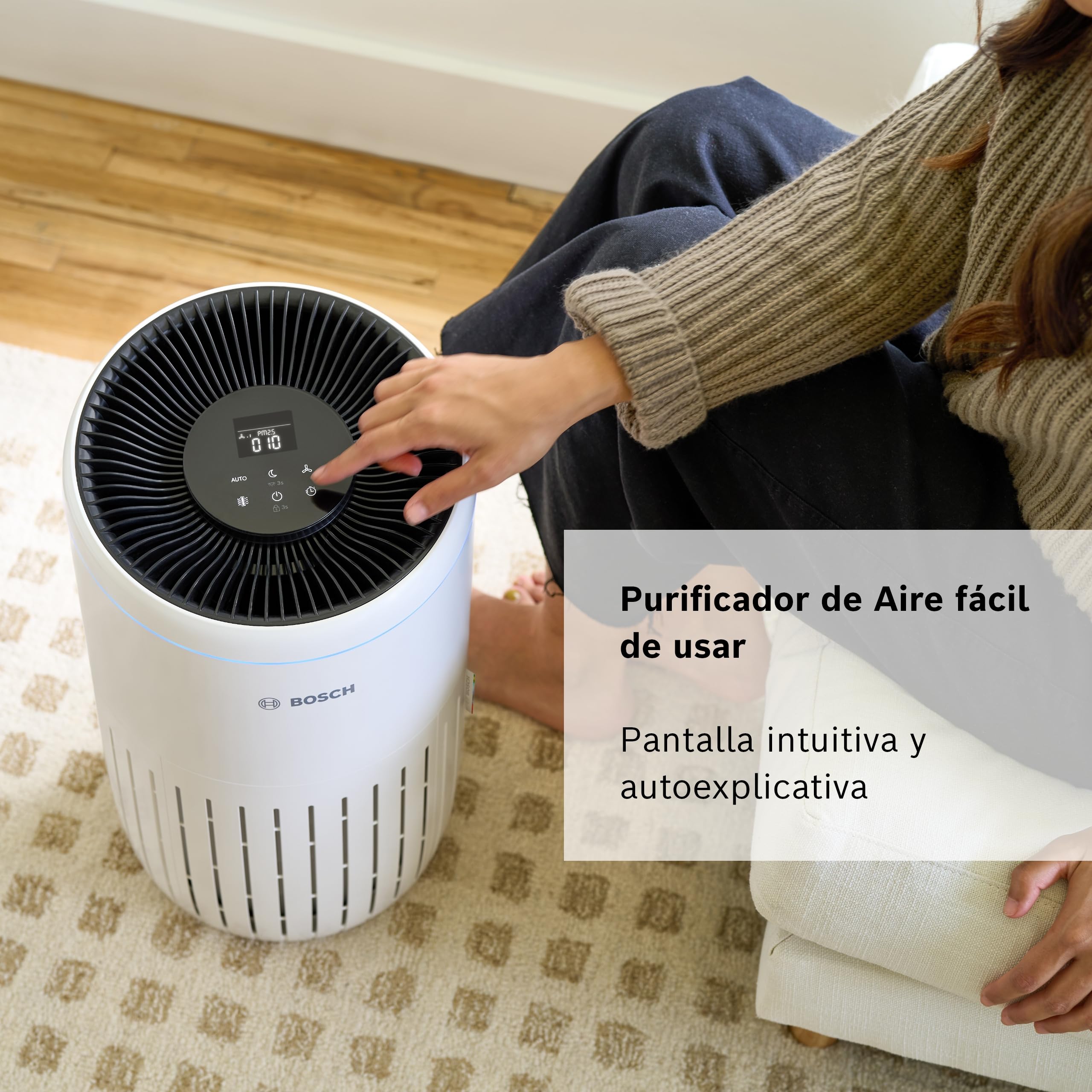 Bosch Air 4000, Purificador de aire, Para estancias de hasta 62,5 m² | Con Filtro de Aire 3 en 1, Sensor Inteligente, Modo Automático, Modo Silencioso (< 25 dB(A)), CADR: 300 m³/h